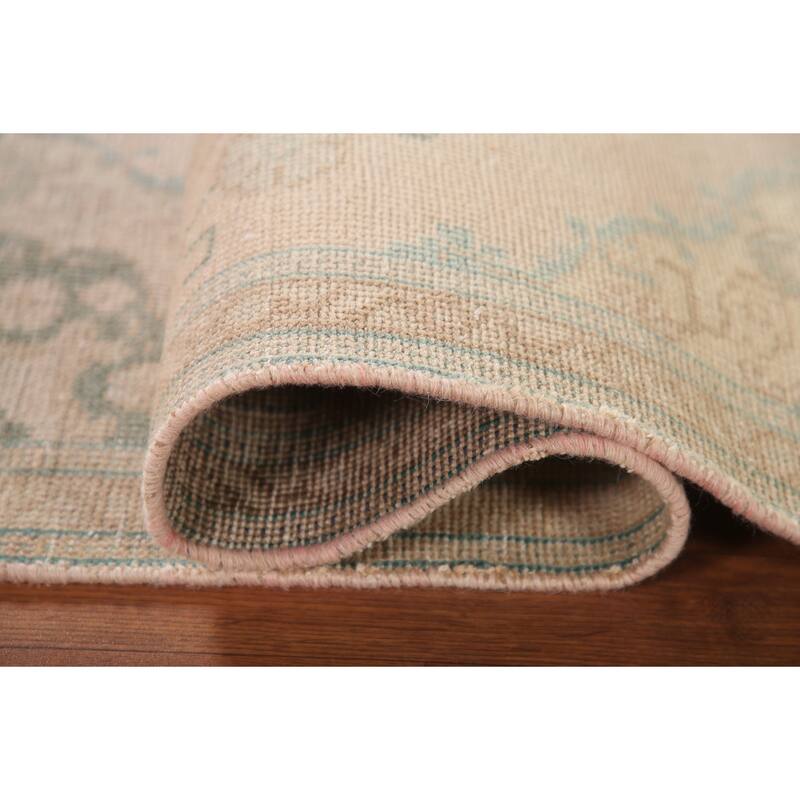 Hand Knotted Oriental 100% Wool Carpet Traditional Medallion Peach Tabriz Area Rug - 4' 8'' X 3' 2''