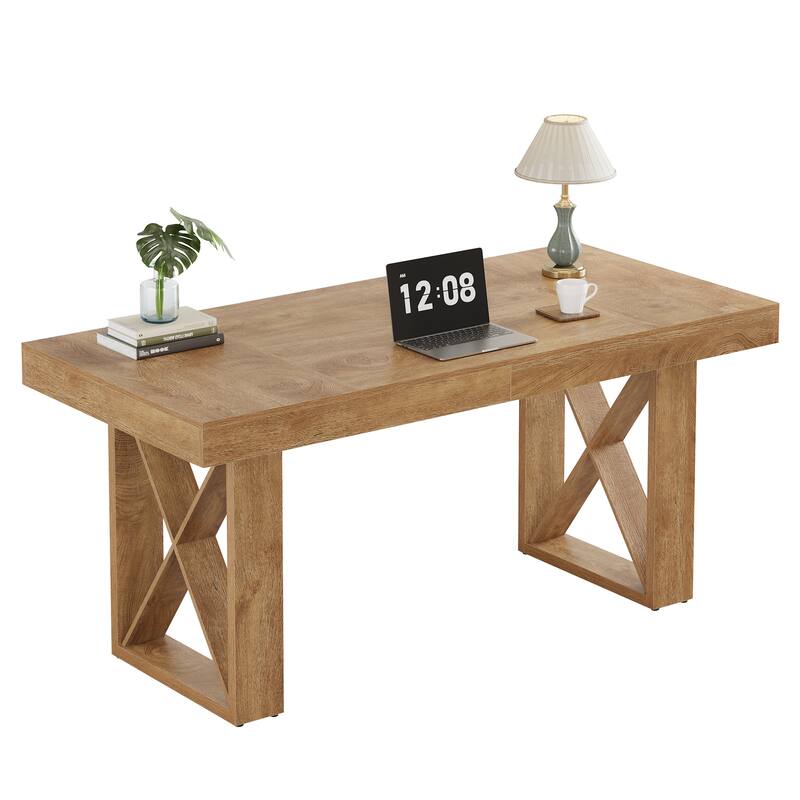 63-Inch Long Wood Computer Desk/Table, Study Writing Gaming Work Executive Desk for Home Office