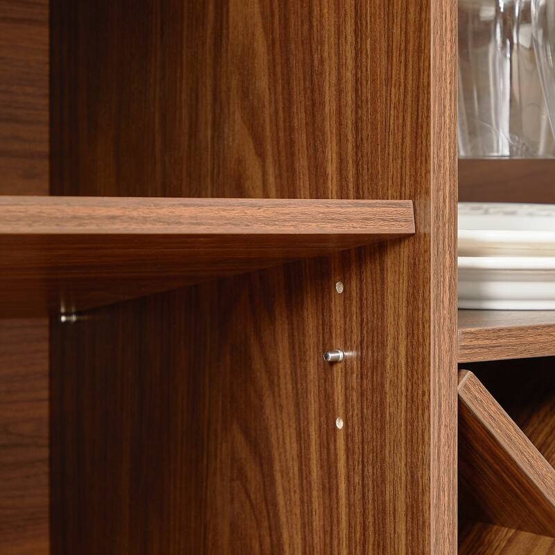 58 in Modern Wavy Curve Sideboard with Wine Rack, Glassware Holder and Adjustable Shelves, Buffet Cabinet for Kitchen