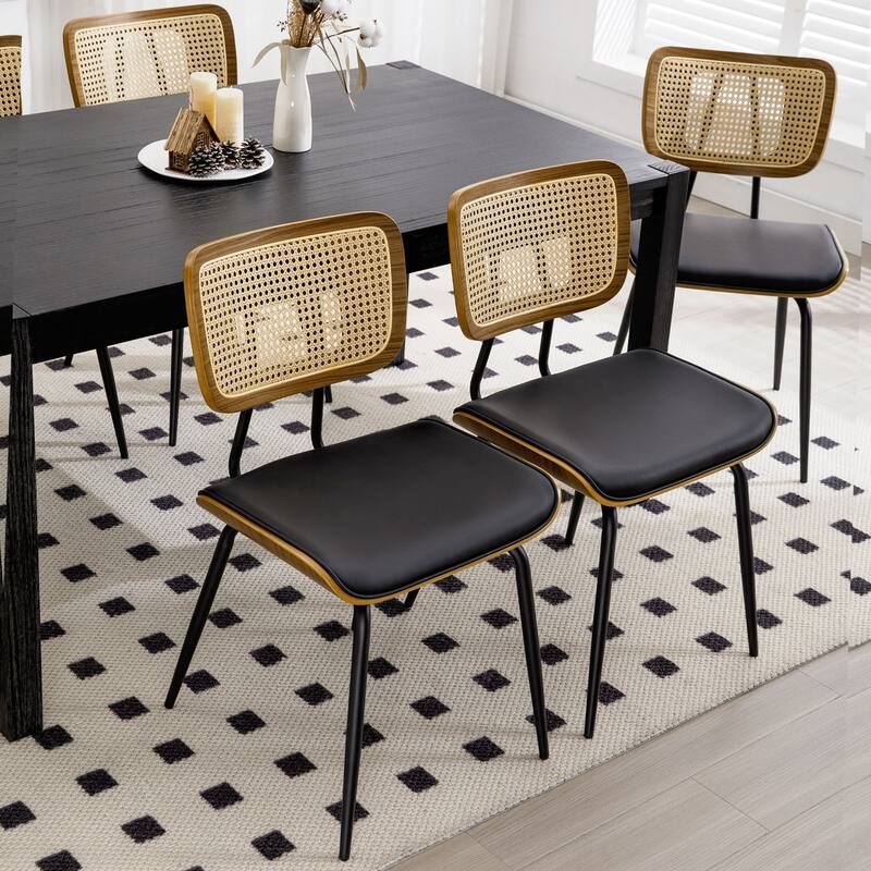 Faux Leather Upholstered Dining Chairs Set of 2/4 - 33.5" H x 17.5" W x 23" D
