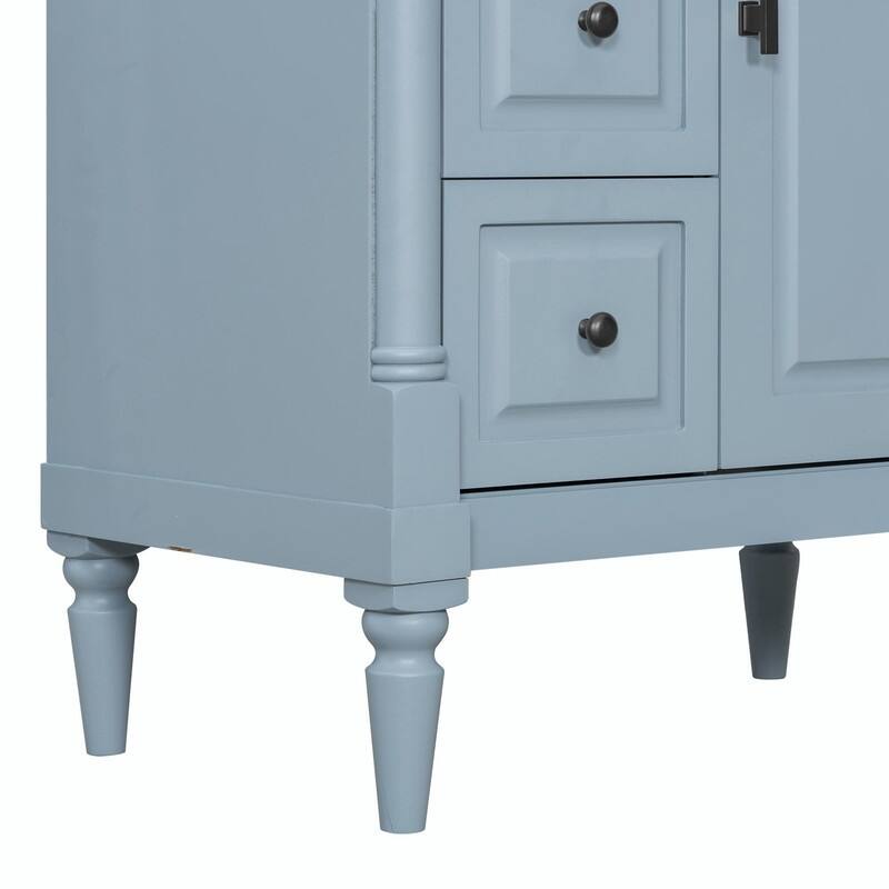 36" Bathroom Vanity with Sink, Freestanding Bathroom Cabinet with Ceramic Basin, Flip Drawer