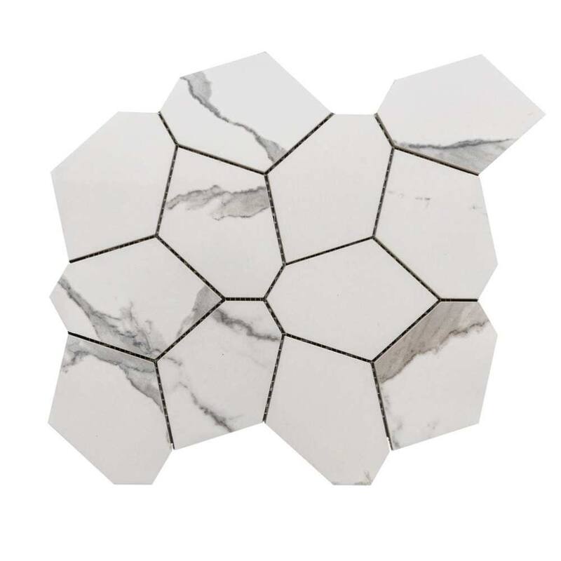 The Tile Life Stately Oasis 14x16 Porcelain Floor, Wall & Backsplash Tile - White - 1 Sheet (1.49 Sq. ft.)