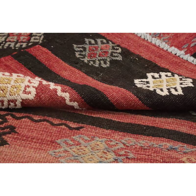 Hand Woven Oriental 100% Wool Carpet Southwestern Tribal Oranges & Rust Kilim Area Rug - 9' 4'' X 6' 1''