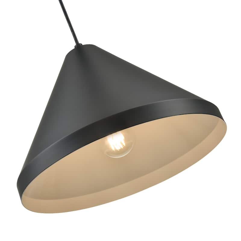 R Series 1-Light Cord Hung Cone Satin Black - Satin Black