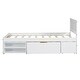 preview thumbnail 15 of 13, Twin Size Platform Kids Bed Frame with Easy-Access Drawer, 2-Double-Layer Shelves, Easy to Assemble for Bedroom Storage, White