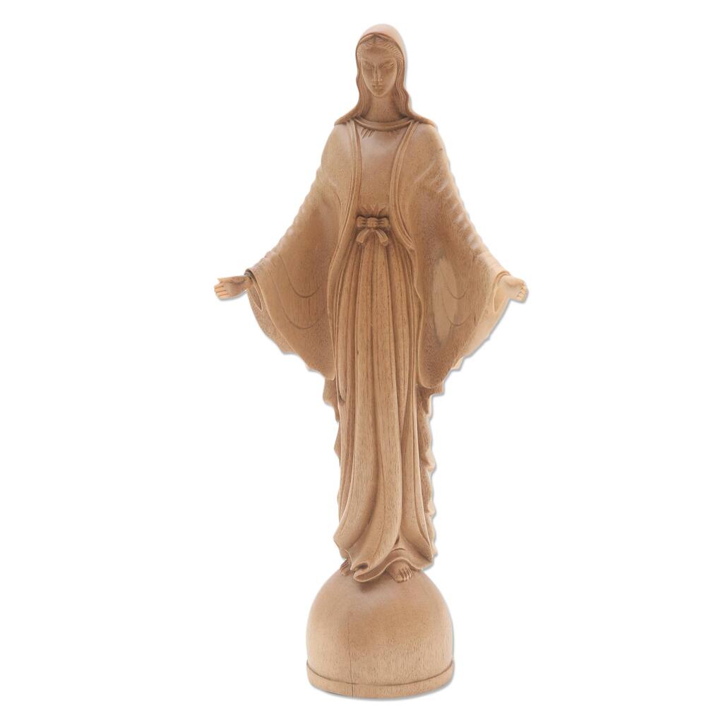 Novica Handmade Mother Mary Wood Sculpture