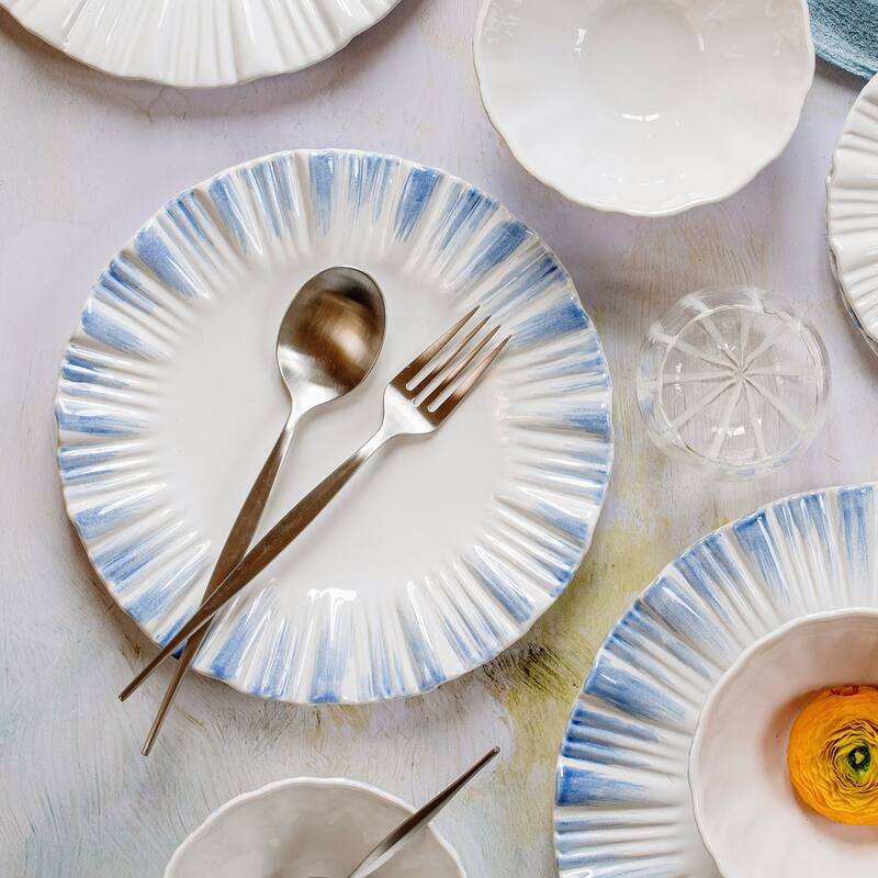 viva by VIETRI Bari Blue and White European Dinner Plate