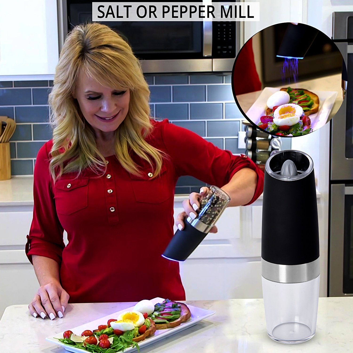 Gravity Electric Salt and Pepper Grinder Set - Automatic Pepper or Salt Mill  Shaker