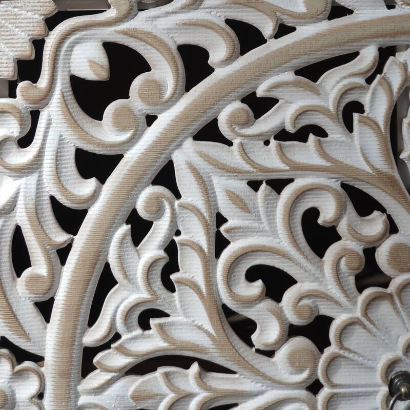 Rustic Carved Sideboard Buffet, Wood 4-Door Accent Cabinet, Storage Cabinet with Floral Hand-Carved Doors