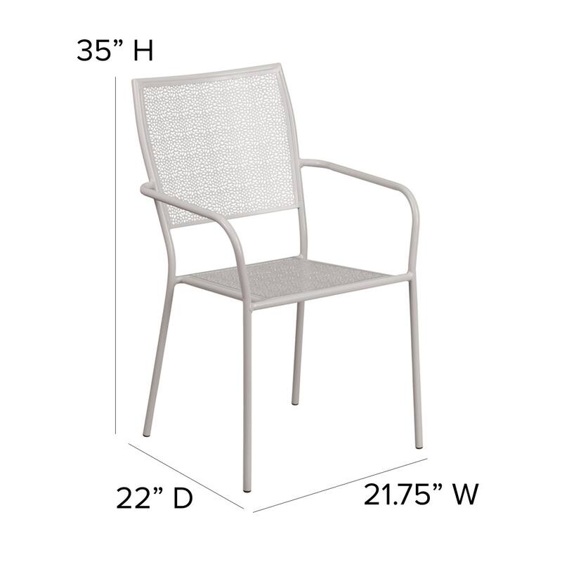 Indoor-Outdoor Steel Patio Arm Chair with Square Back