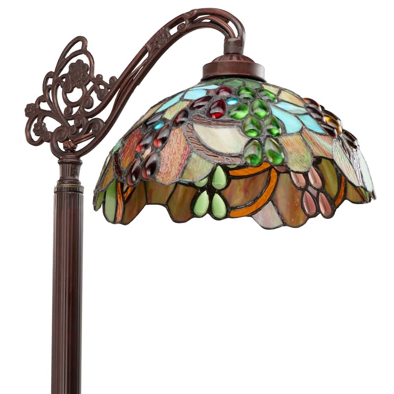 Victoria River of Goods Multicolor Tiffany Style Stained Glass Dome Shade 60-Inch Floor Lamp - 19" x 11.25" x 60"