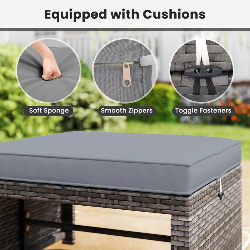 Costway Patio Ottomans Set of 2 PE Rattan Footstools with Removable - See Details