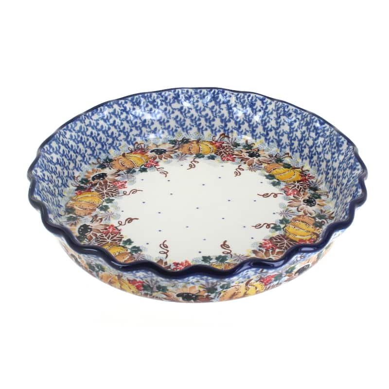 Blue Rose Polish Pottery 636 Ceramika Artystyczna Pie Plate