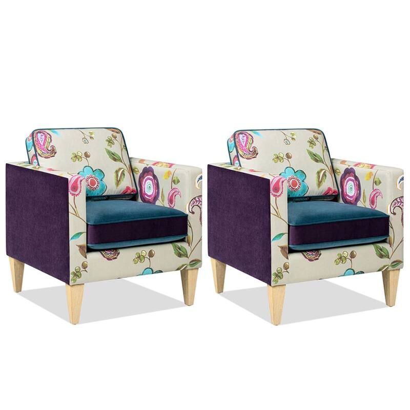 Mamba 28" Patchwork Velvet Upholstered Floral Accent Arm Chair