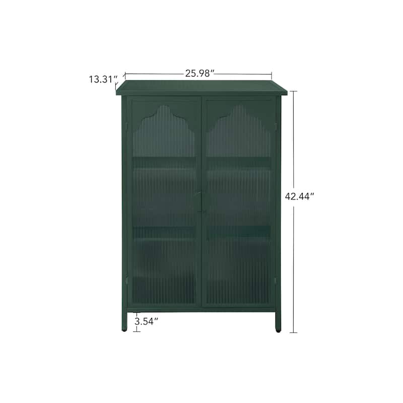 2 Doors Metal Storage Cabinet,Display Cabinet with Glass Doors,Metal Kitchen Sideboard Buffet Cabinet,Glass Storage Cabinet