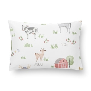 Sweet Jojo Designs Farm Animals Boy Girl Unisex/Gender Neutral Mini Pillow with Pillowcase 12x8 in. Watercolor Farmhouse Horse
