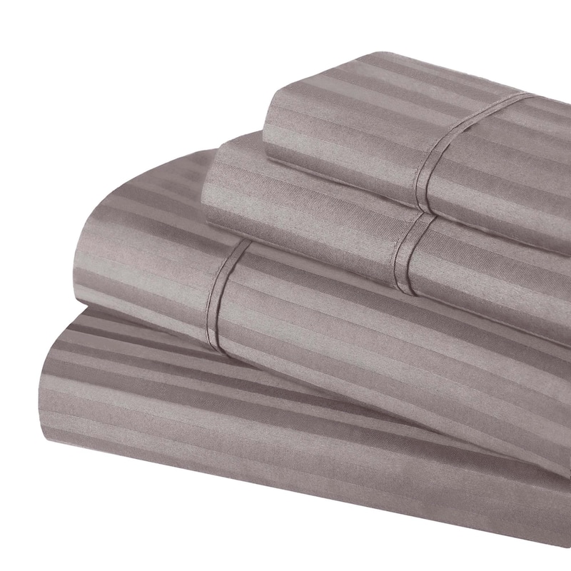 Superior Gyda Deep Pocket 400-Thread Count Striped Egyptian Cotton Sheets - Twin XL - Grey