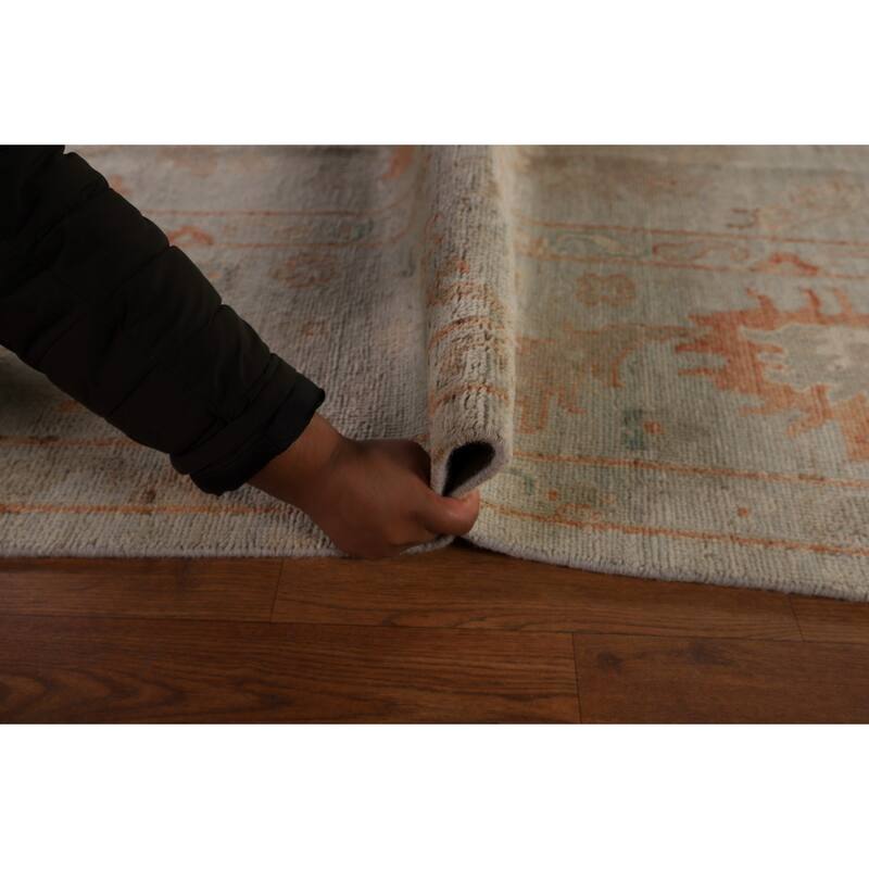 All-Over Vegetable Dye Oushak Turkish Area Rug Handmade Wool Carpet - 9'0" x 11'10"