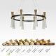 preview thumbnail 10 of 14, Modern LED 8-Light Wheel Black Gold Chandelier with Clear Acrylic Shades - Dia. 32.7" x H 13.3"