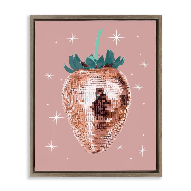 Stupell Luminous Glam Strawberry Framed Floater Canvas Wall Art Design By Lil' Rue - 25 x 31 - Brown