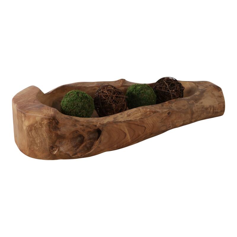 Teakwood Bowl Natural Sculpted Form Decorative Accent - 5" Brown - 24" x 10" x 5"