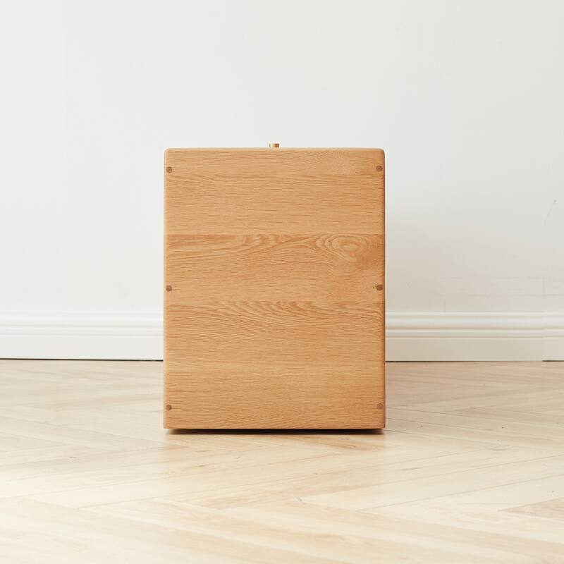 Solid Oak Bedside Table Storage Cabinet for Living Room - Free-Standing Corner Cabinets Storage Table-Four Drawers