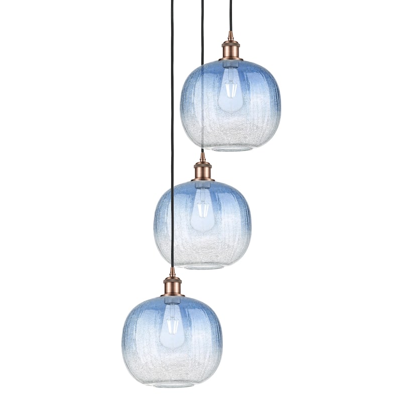 Innovations Lighting 113B-3P-37-17 Brookhaven Sphere Pendant - Antique Copper / Sapphire Blue