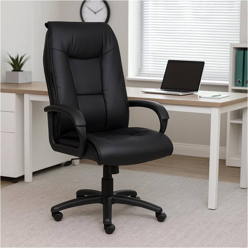 Executive Office Chair with Padded Arms, Faux Leather, Tilt Tension