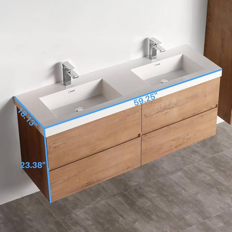 Blossom Assisi 72 Inch Wall Mounted Bathroom Vanity with Sink