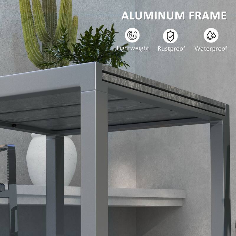 Extendable Outdoor Dining table for 6-8, 41"- 83" Aluminum Frame Patio table with Wood Effect Steel Top