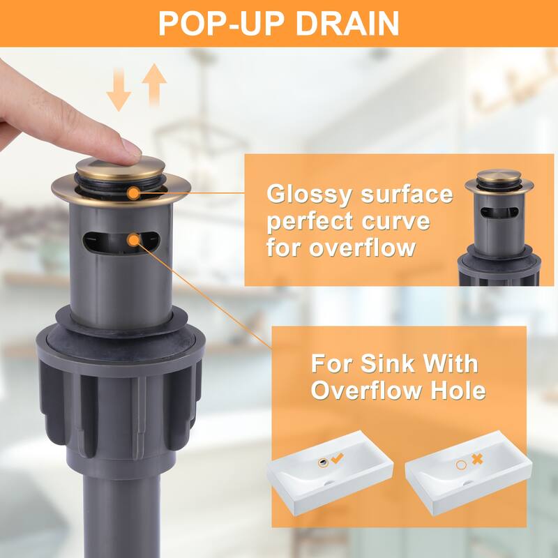 WOWOW 4 in. Centerset Double Handle Bathroom Faucet with Drain Kit