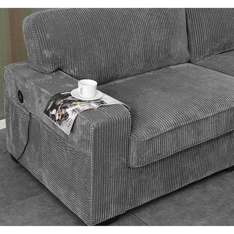 Square Arm Corduroy Sofa