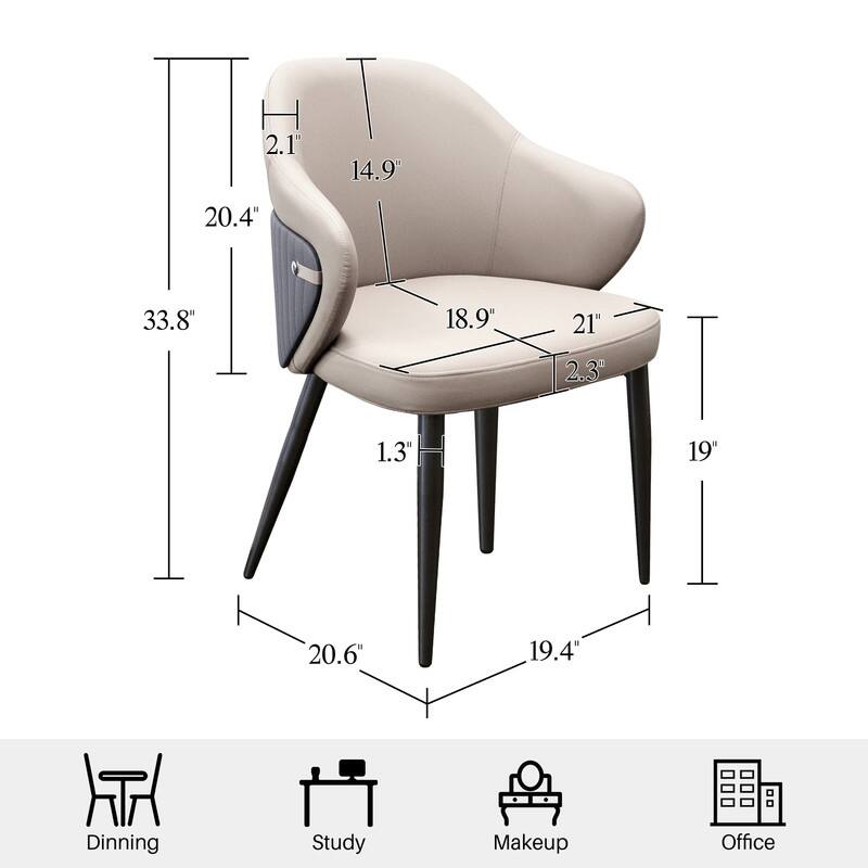 Modern Upholstered Leather Armless Dining Chairs Set of 2