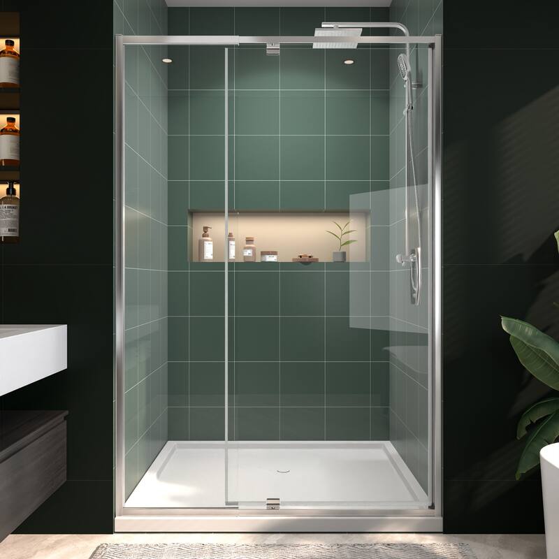 Modland 48"x71" Pivot Swing Semi-Frameless Shower Door with 1/4" Tempered Clear Glass