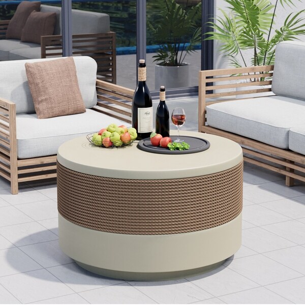 Round outdoor shop storage coffee table