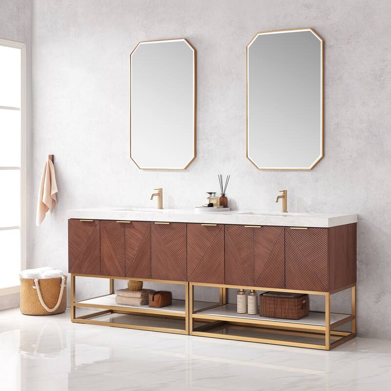Mahon Double Bath Vanity with Composite Stone Top and Mirror
