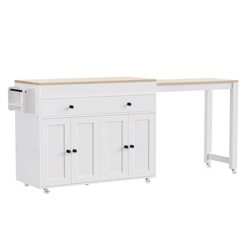 Kitchen Island with Spice Rack and 2 Drawers