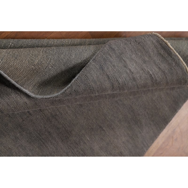 Hand Knotted Oriental 100% Wool Carpet Modern Modern Greys & Charcoal Gabbeh Area Rug - 5' 11'' X 4' 0''