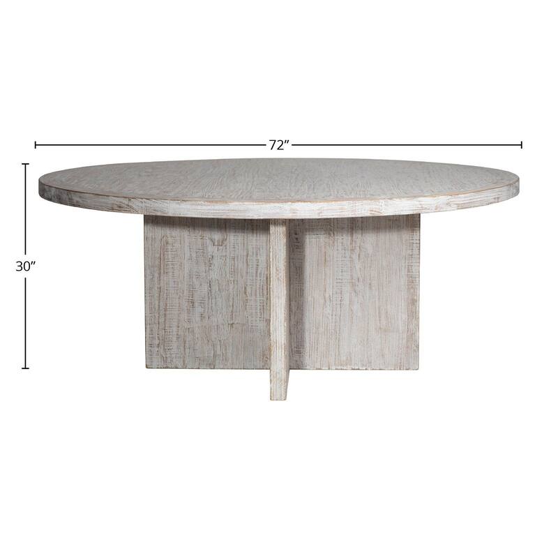 Landon Round Reclaimed Pine Natural Finish Dining Table with Cross Base