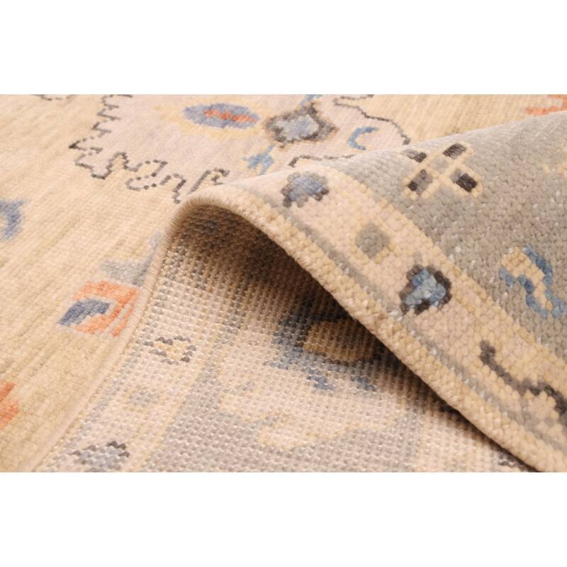 ECARPETGALLERY Hand-knotted Modern Oushak Light Khaki Wool Rug - 5'0 x 7'11