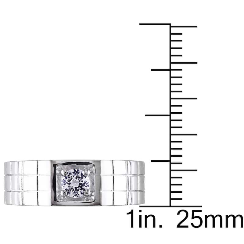 Miadora Mens Created White Sapphire Ring in Sterling Silver