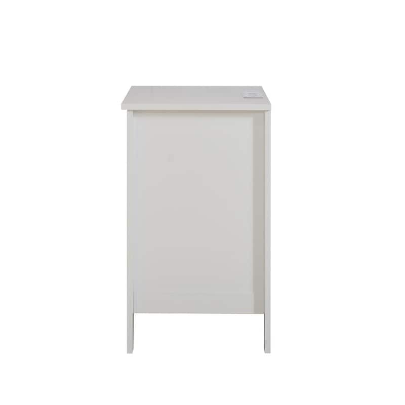 White 3 Drawer Nightstand with Charging Station and USB Ports & Power Outlets