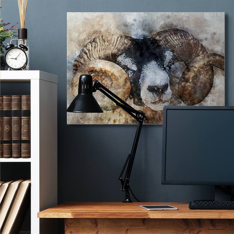 Stupell Big Horned Ram Abstract Dreamlike Portrait Canvas Wall Art