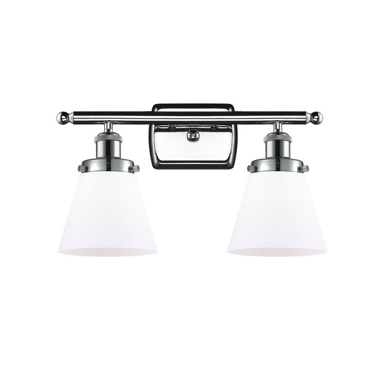 Innovations Lighting Small Cone 2 Light 16" Wide Vanity Light - Polished Chrome / Matte White