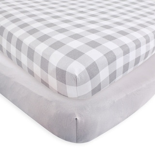Touched by Nature Baby Organic Cotton Crib Sheet, Plaid Solid Gray, One Size - Plaid Solid Gray - One Size