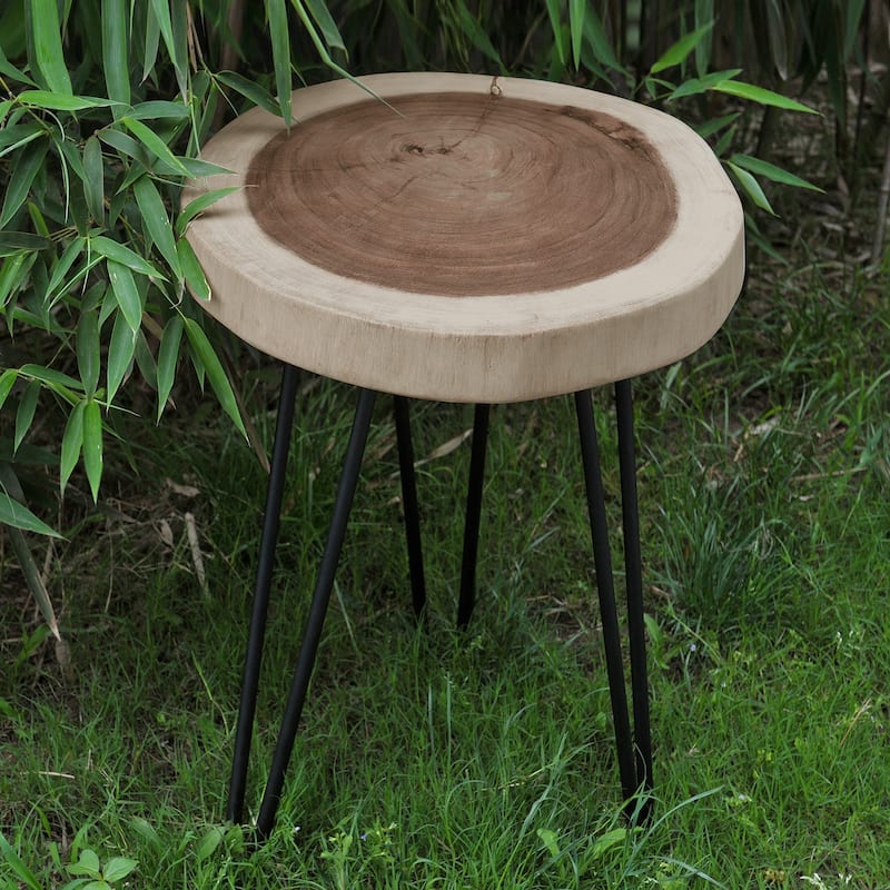 Greenage Suar Wood End Table Solid Wood with Hairpin Table Legs
