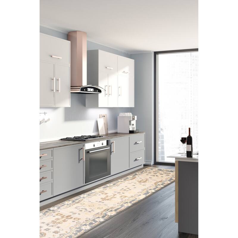 ECARPETGALLERY Hand-knotted Royal Oushak Grey Tip Wool Rug - 2'7 x 9'9