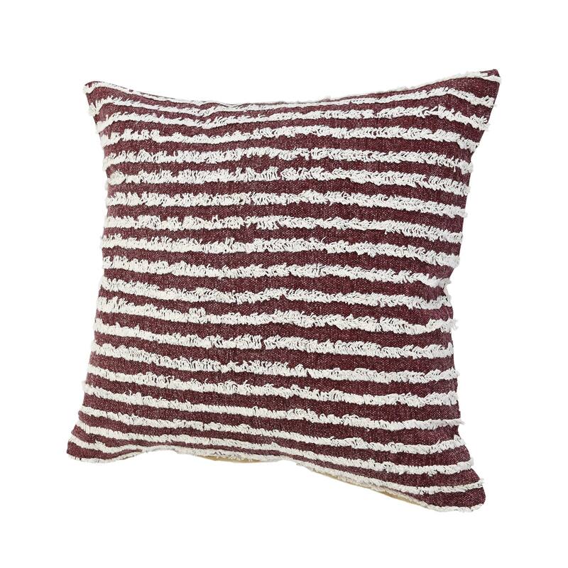 20" Red and Cream Wispy Ways Square Throw Pillow