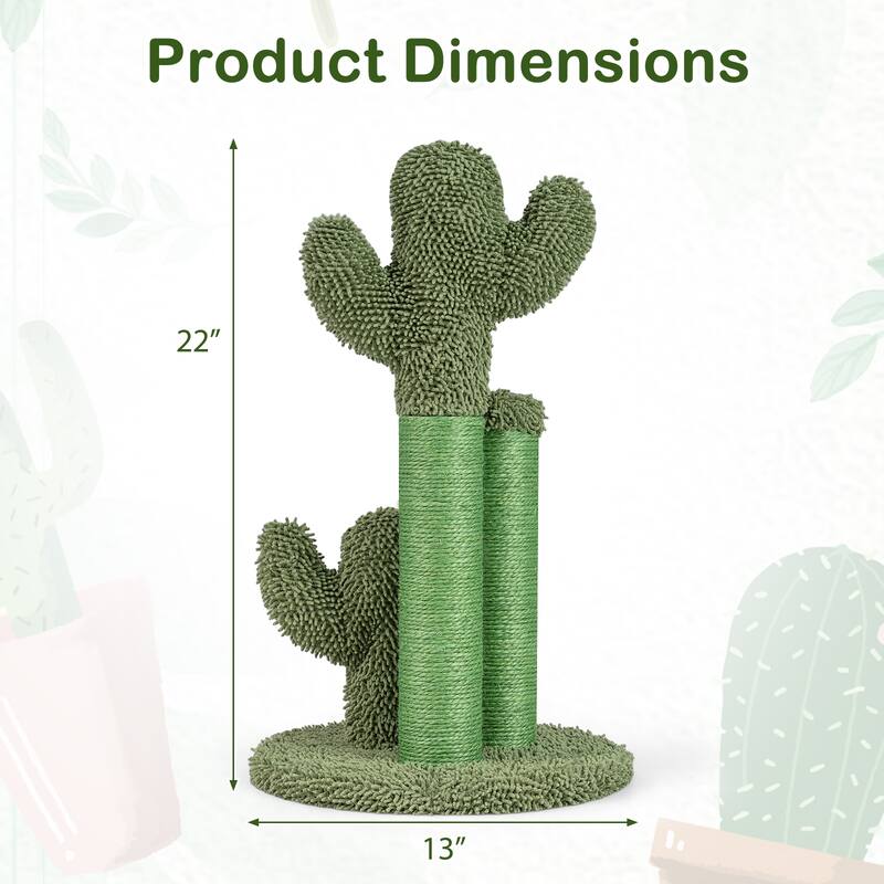 Gymax 22'' Cactus Cat Scratching Post Cute Vertical Cat Claw Scratcher