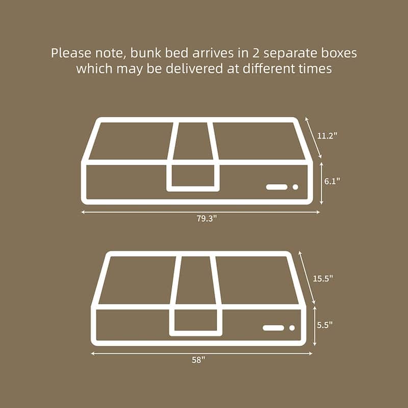 Full over Full Wooden Bunk Bed,High Guardrail,Ladder,Kids Teens,Dorm